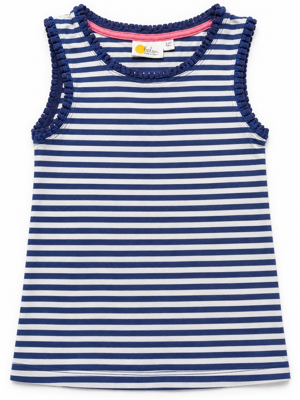 Mini Boden Girls' Navy & White Stripe Tank Top